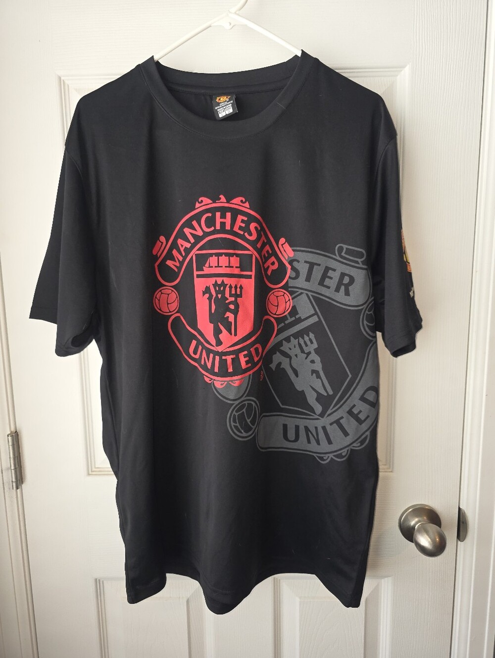 Manchester United T-Shirt Mens SZL Black Graphic MUFC Soccer Futbol Football